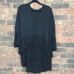 Black witchy pleat sheer blouse whimsygoth dark fairy oversize